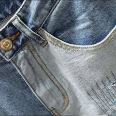 Zerrissene Jeansshorts im Farbblockdesign