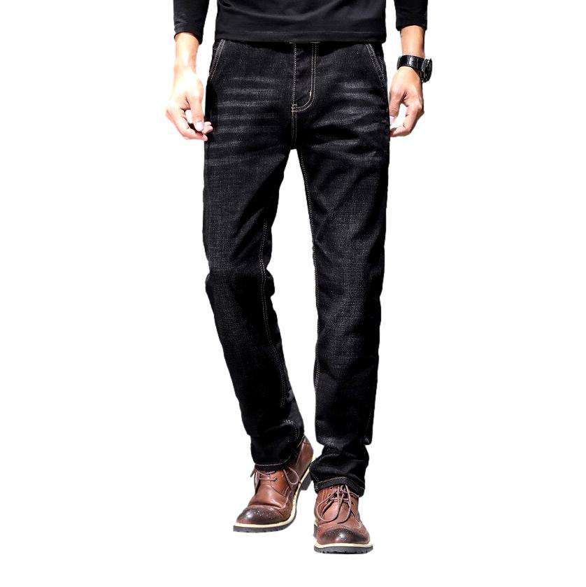 Diagonal pocket black men jeans