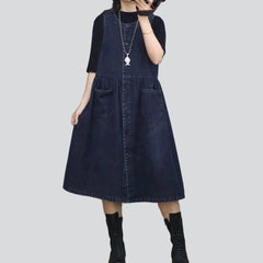 Sleeveless long denim dress