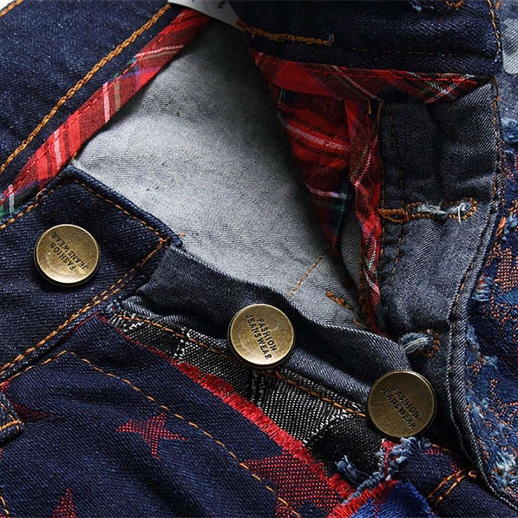 Vaqueros patchwork de colores para hombre