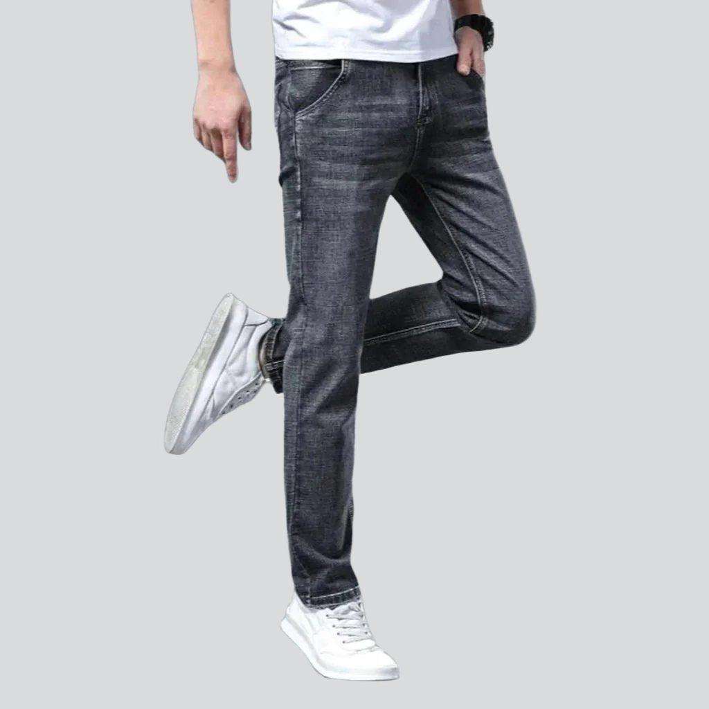 Diagonal pocket men slim jeans