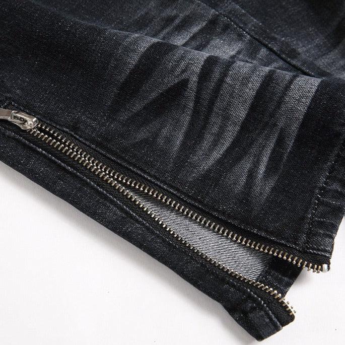 Weiße Patch-Bikerjeans für Herren