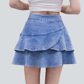 Frills denim skort for women