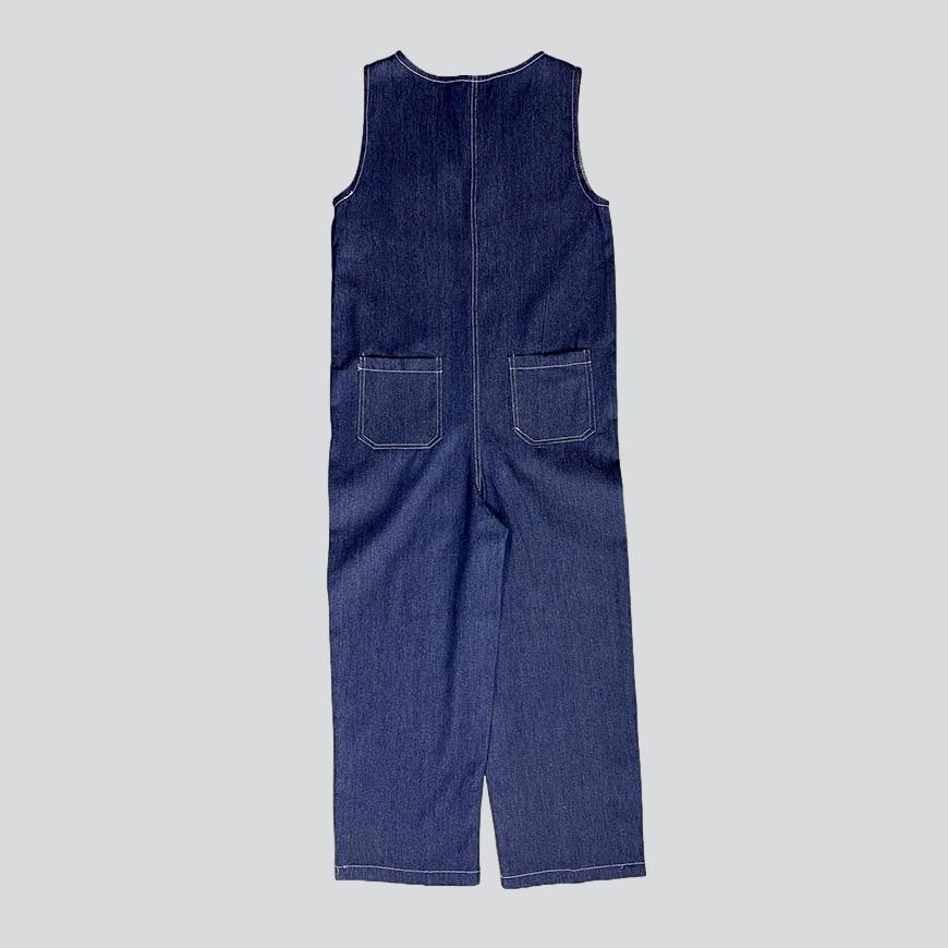 Sleeveless loose women denim overall