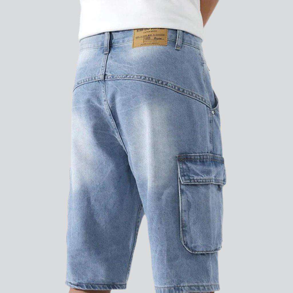 Light cargo men denim shorts