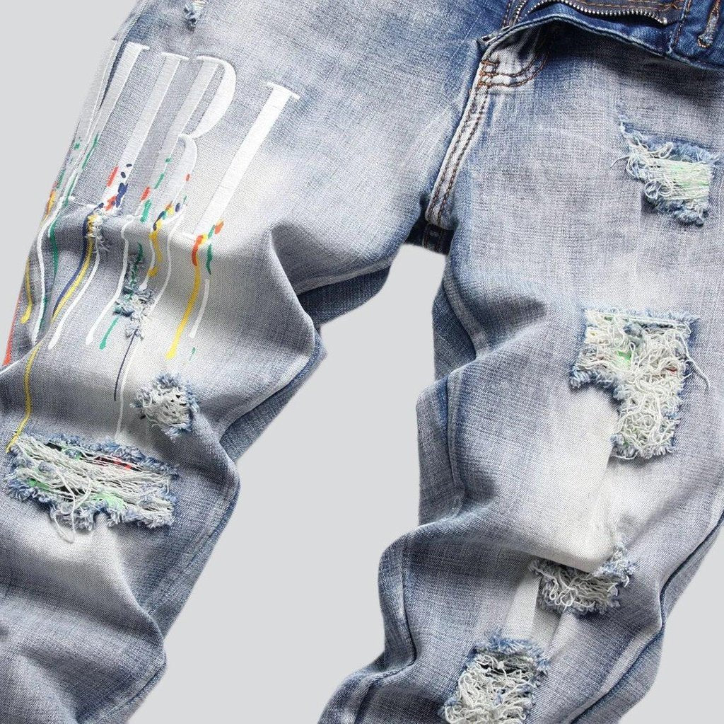 Skinny stretch distressed men jeans