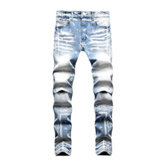 Ripped knees ornament men jeans