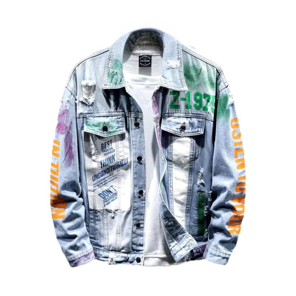 Painted y2k men denim jacket