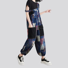 Suspenders denim jumpsuit for women