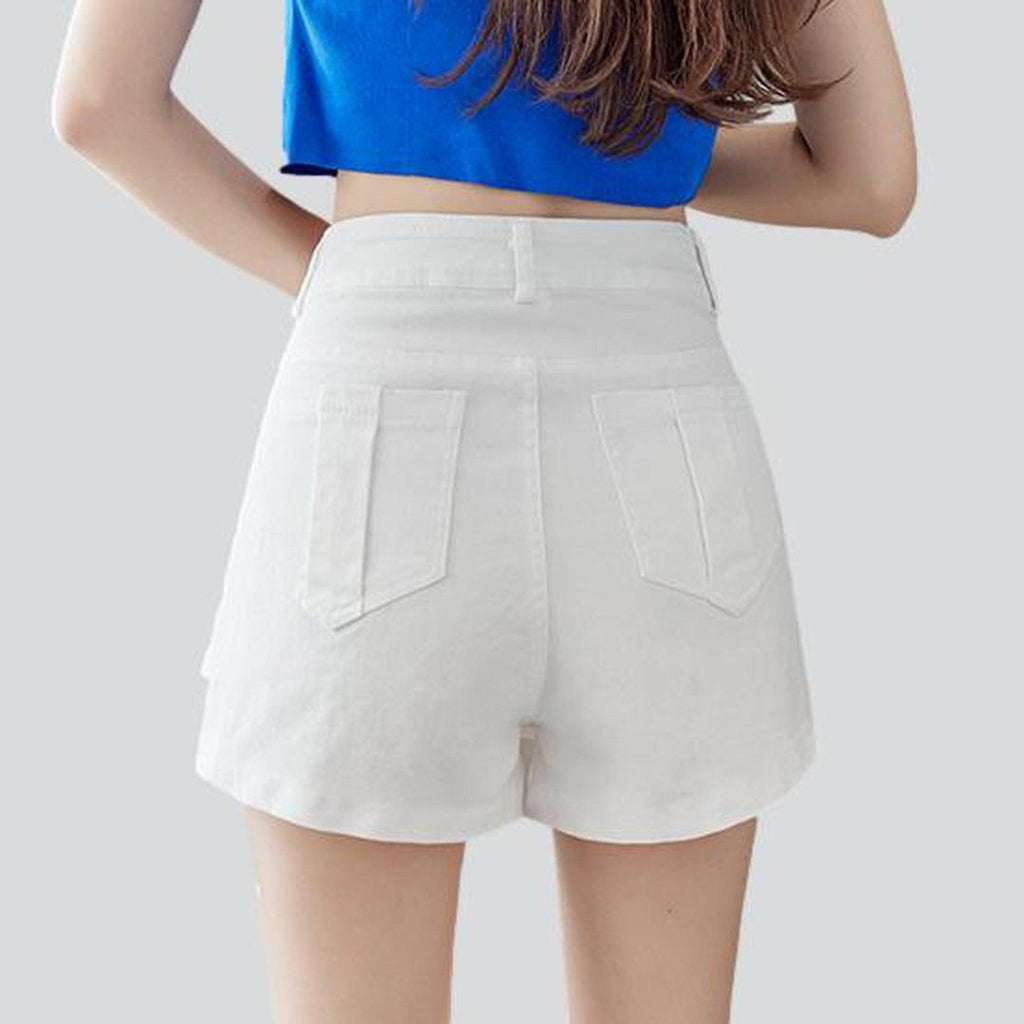 Asymmetric mini women denim skort