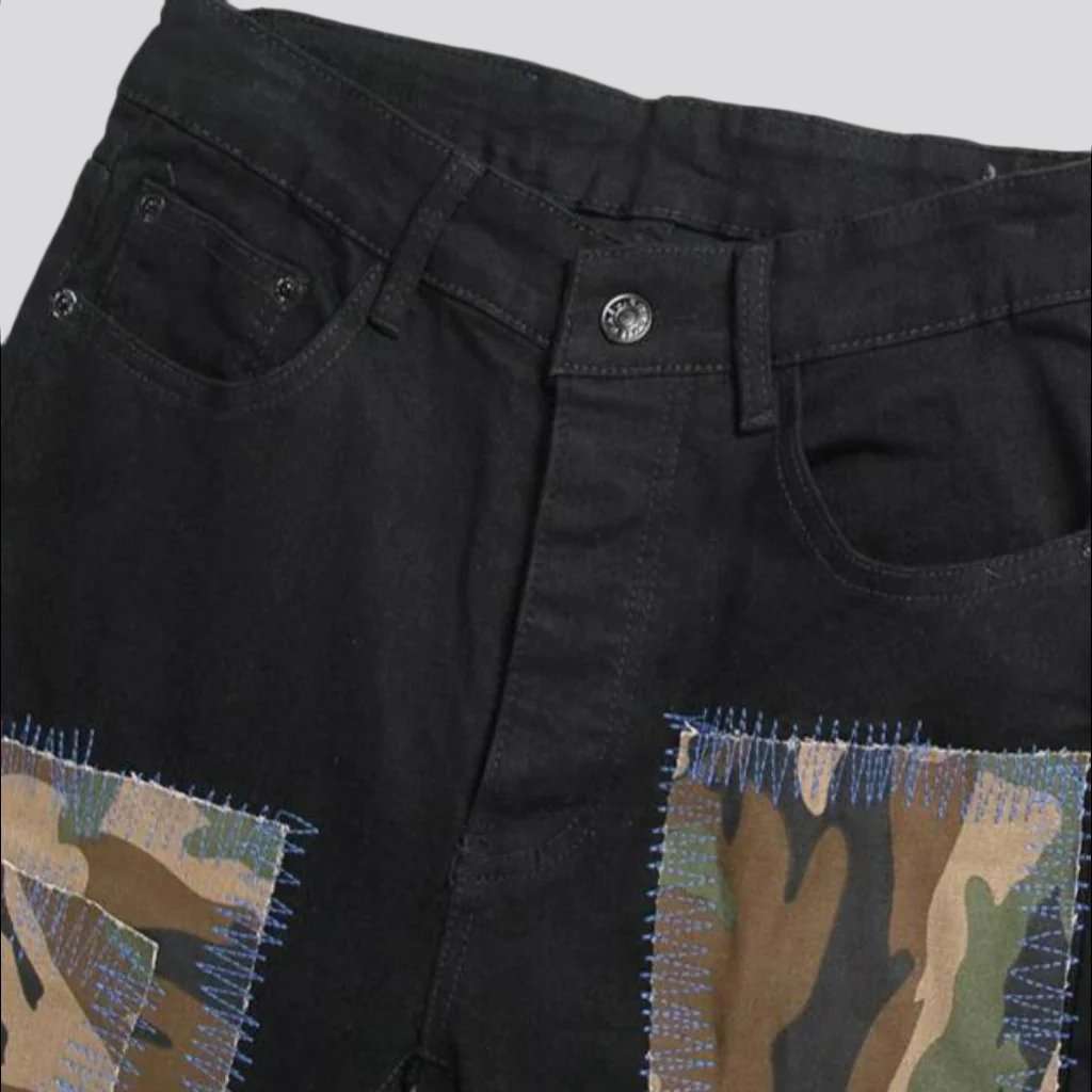 Camouflage patchwork jeans for men