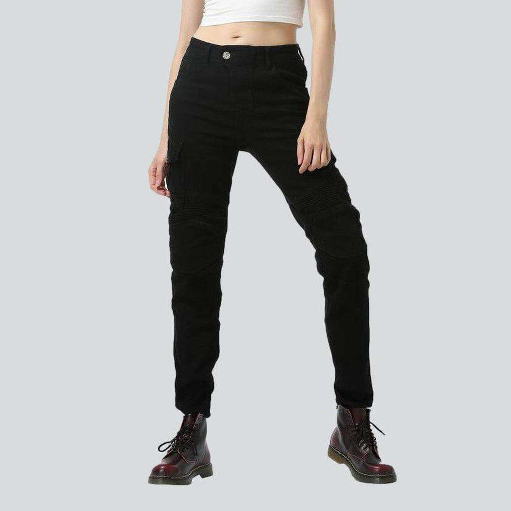 Vaqueros biker negros de kevlar para mujer