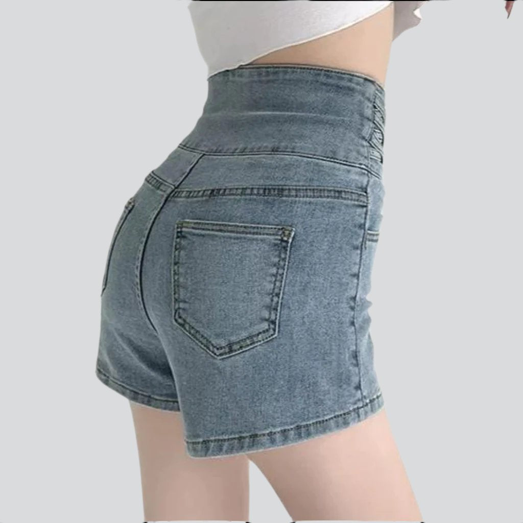 Ultra-high-rise denim shorts