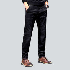 Diagonal pocket black men jeans