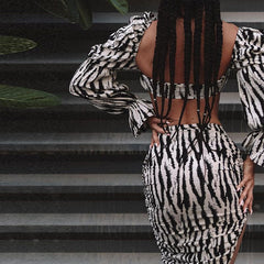 The Naked Zebra Tie Front Two Piece Set