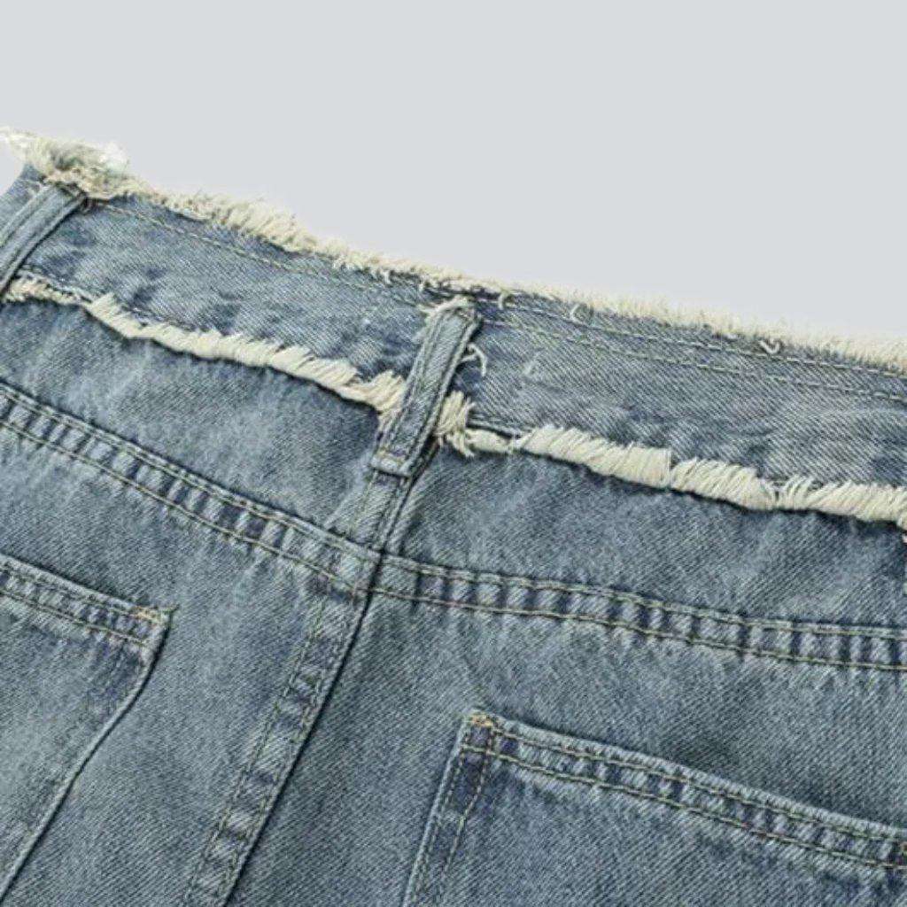 Langer Jeansrock mit ausgefranstem Bund