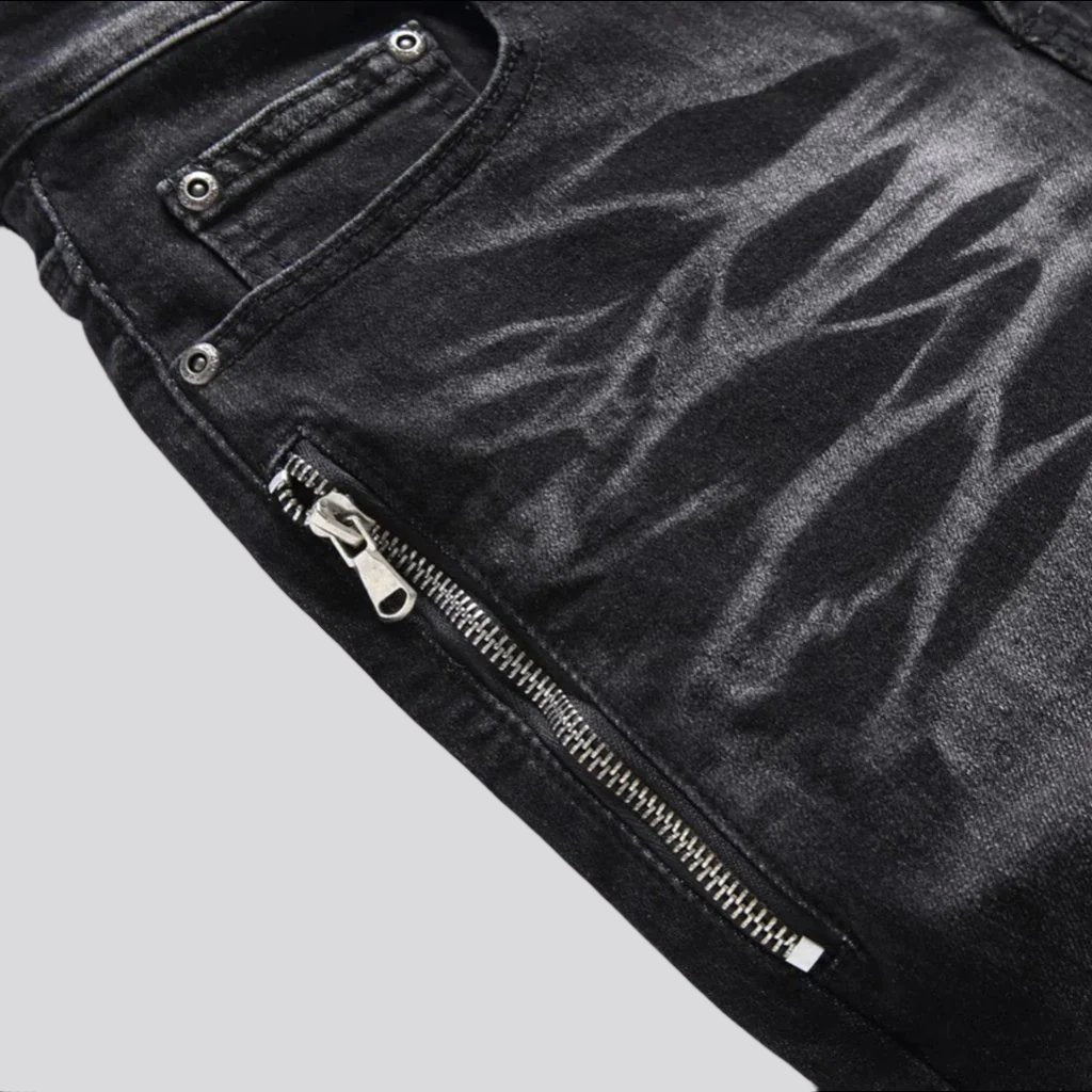 Biker men sanded jeans