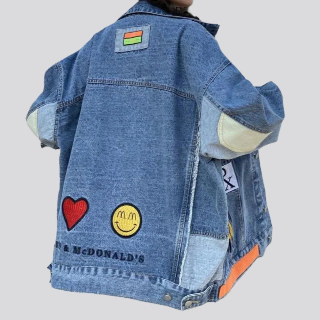 Embroidered painted jean jacket for women