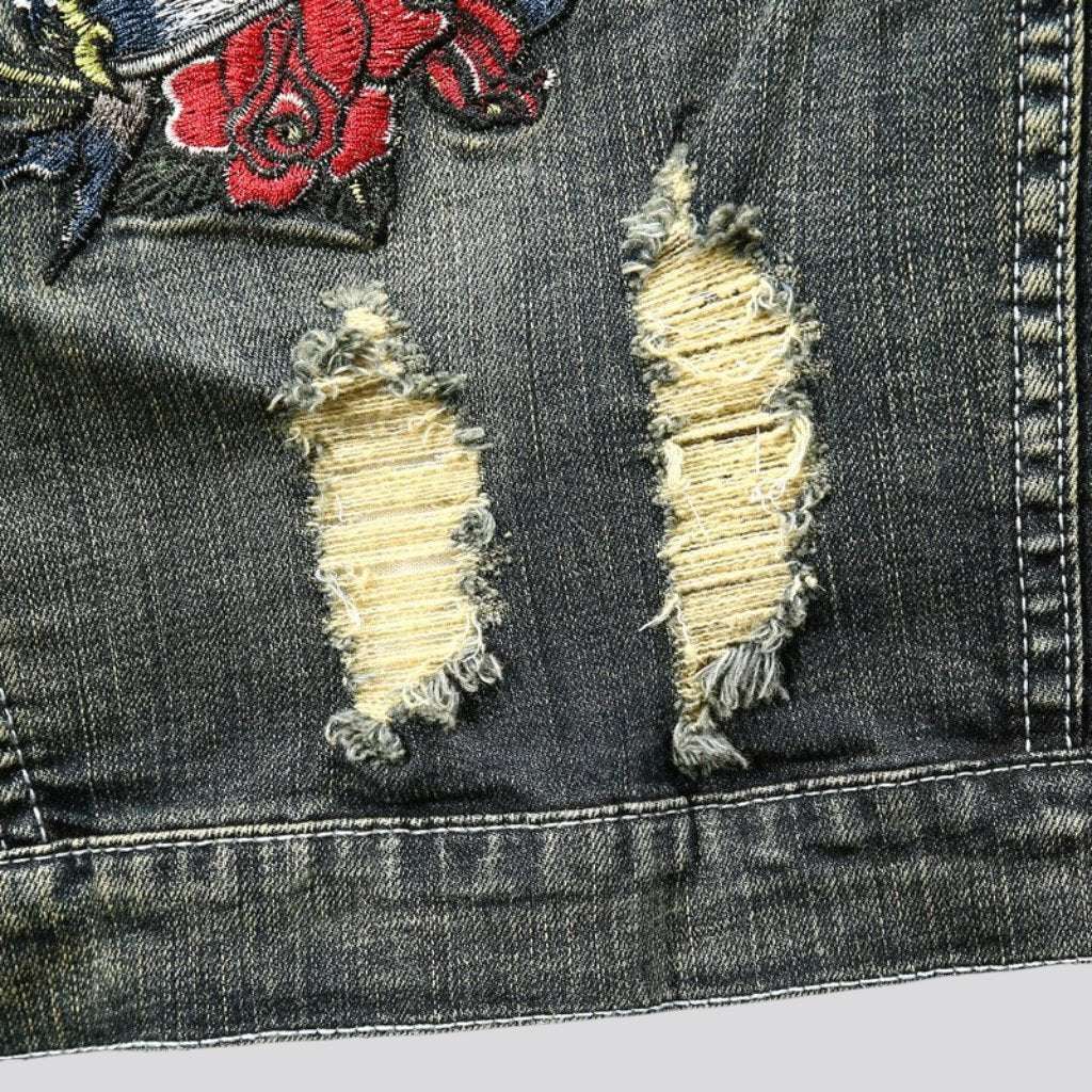 Jeansjacke für Herren mit Adler-Stickerei