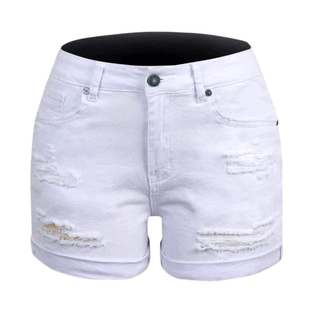 Distressed-Jeansshorts mit geradem Bein