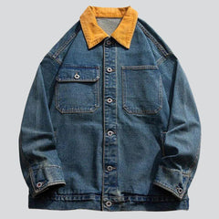 Yellow collar men denim jacket