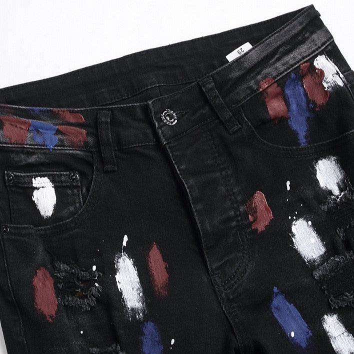 Farbflecken Patchwork Herren Jeans