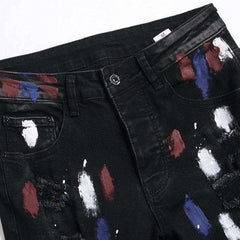 Color stains patchwork men jeans