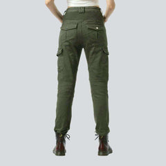 Army green women biker jeans