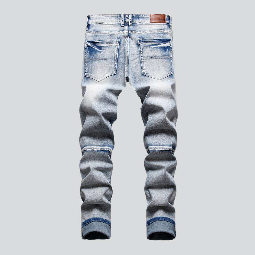 Color-embellished patchwork men jeans