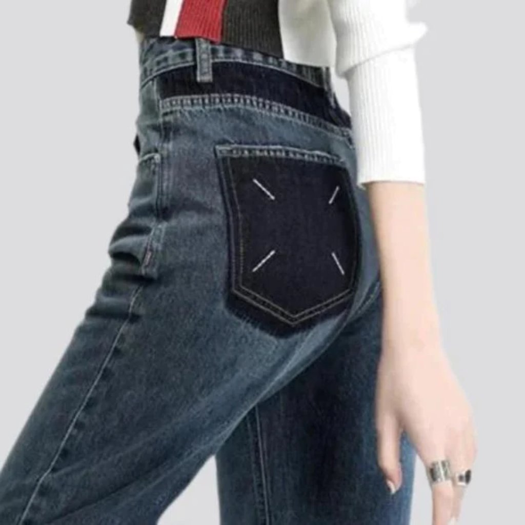 Patched back pocket women jeans