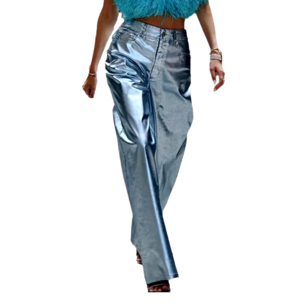 Wide-leg high-waist jeans pants for ladies