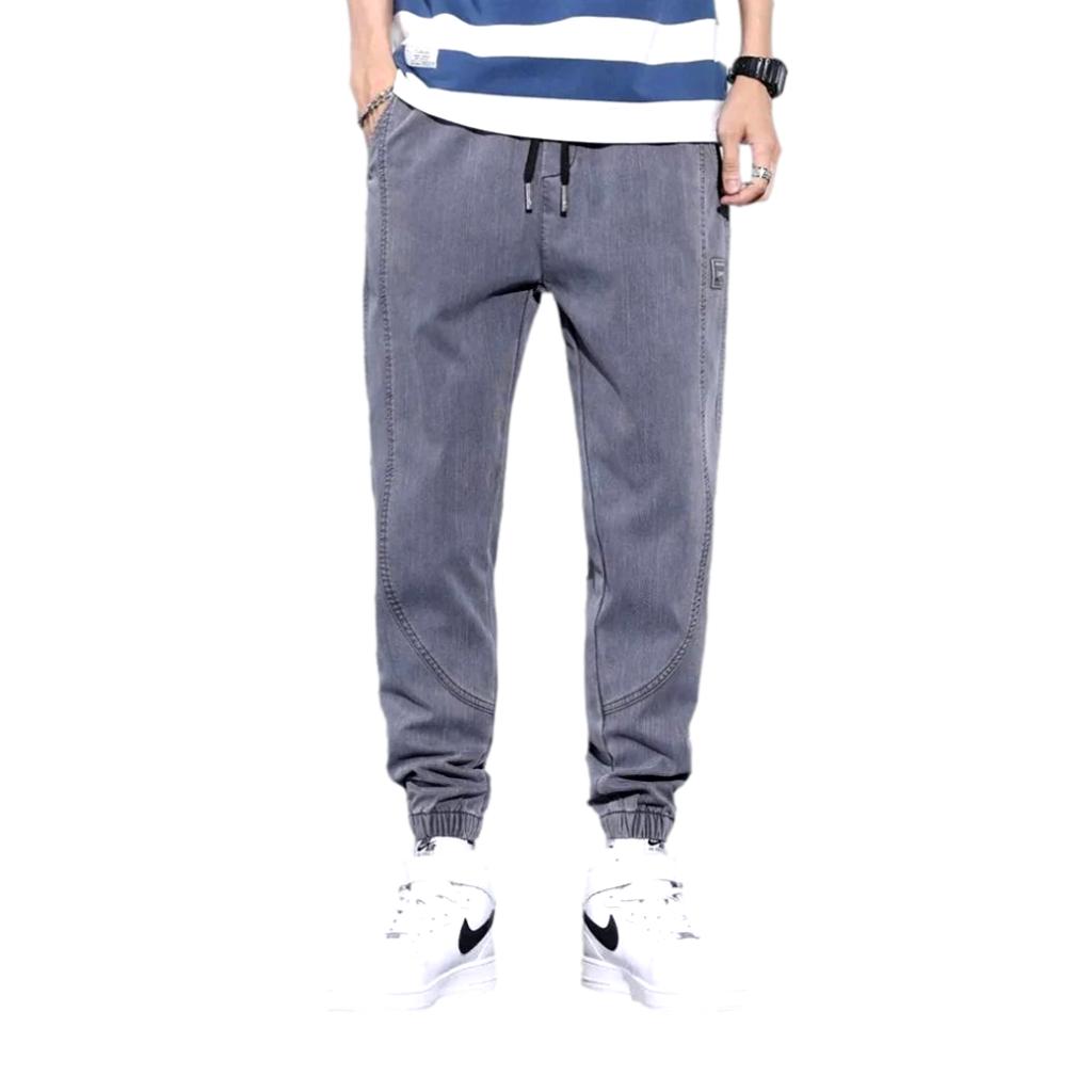 Solid color men denim joggers