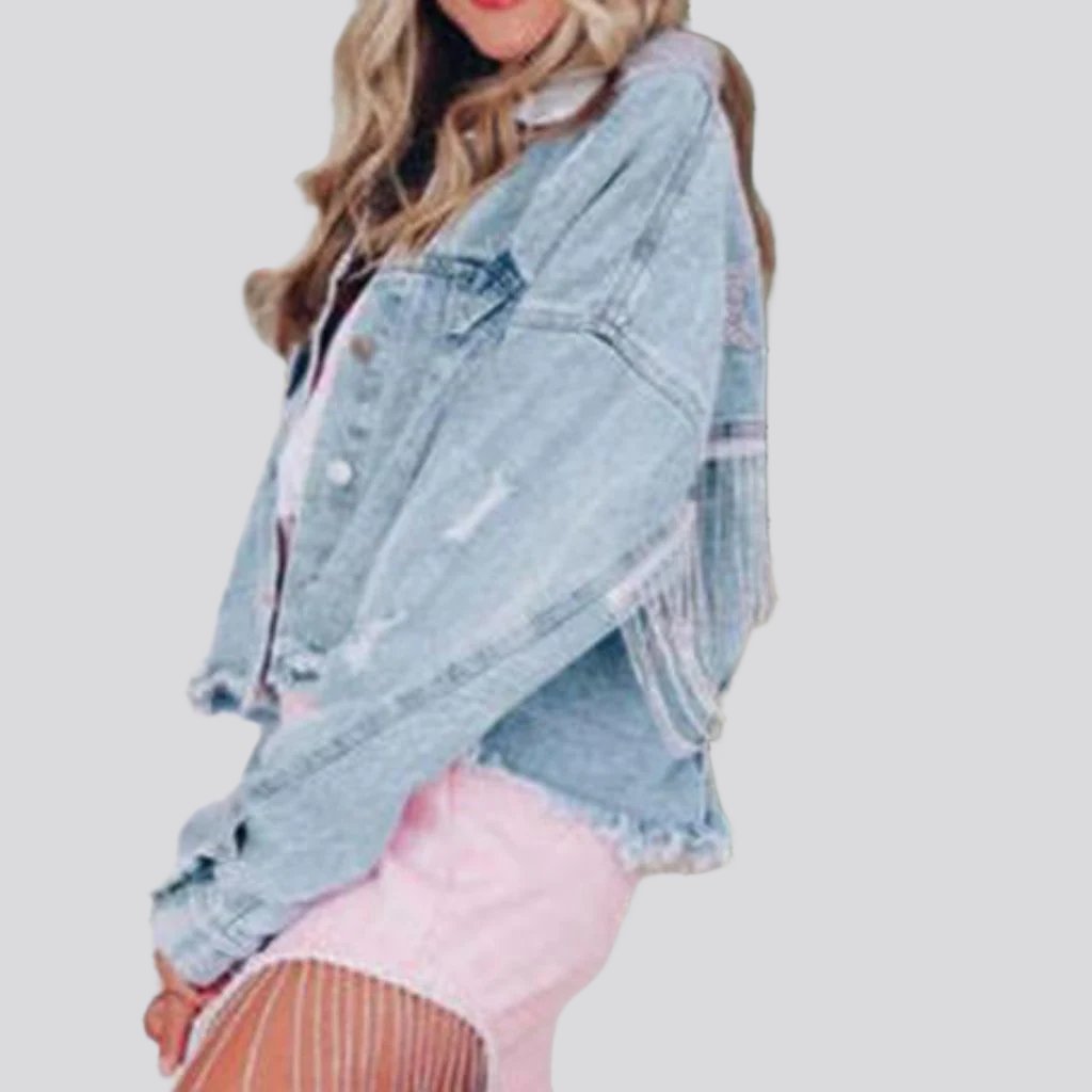 Jeansjacke mit Sternenstickerei in Farbe für Damen