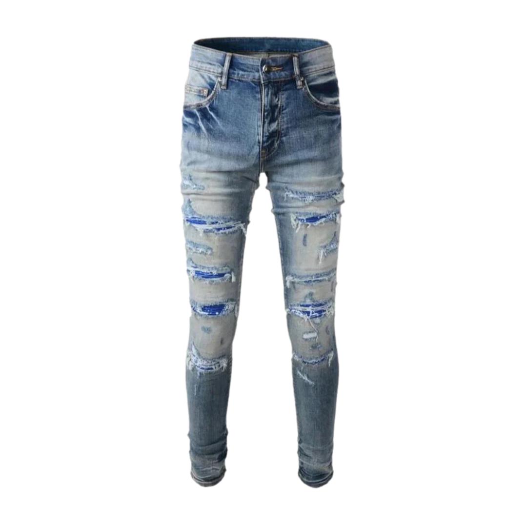 Stylish distressing skinny men jeans