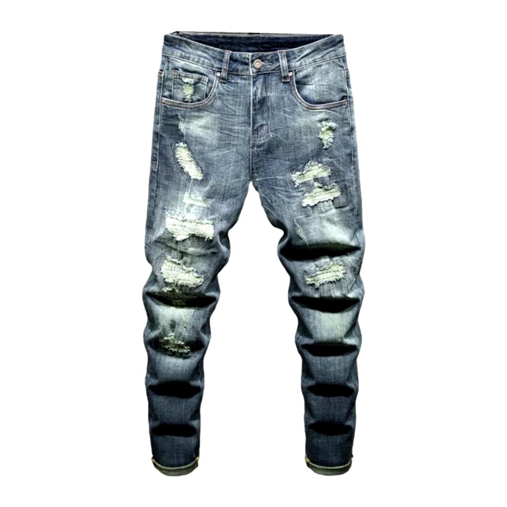 Trendy style distressed vintage jeans