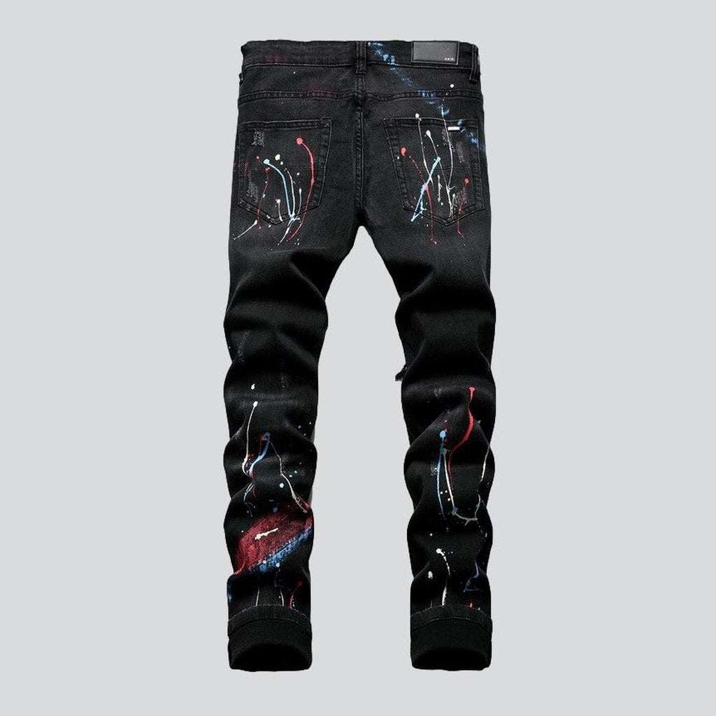 Jeans with color paint splatters