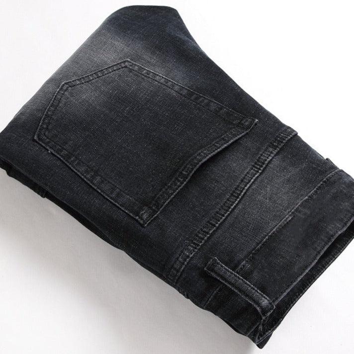 Weiße Patch-Bikerjeans für Herren