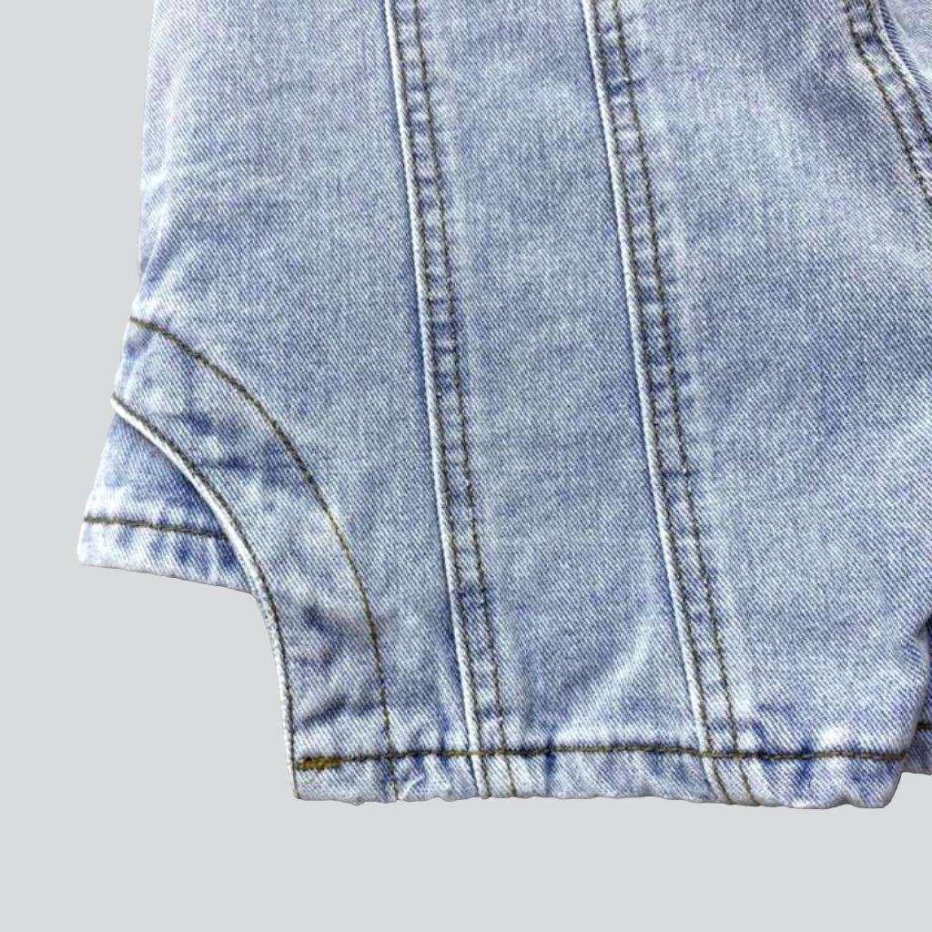 Layered light wash denim skort