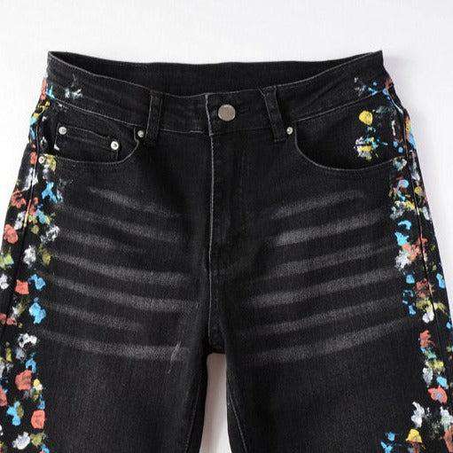 Multicolor stains painted men jeans