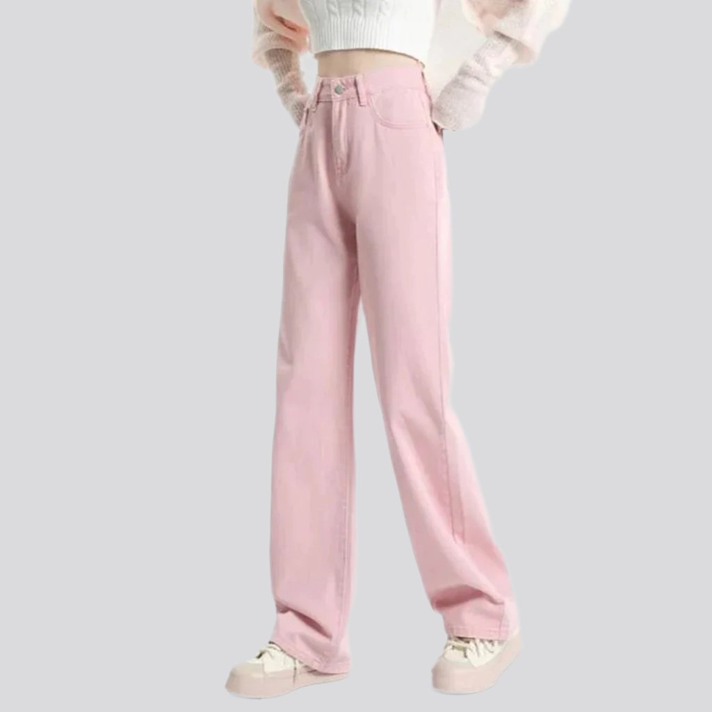 Wide-leg color women jeans