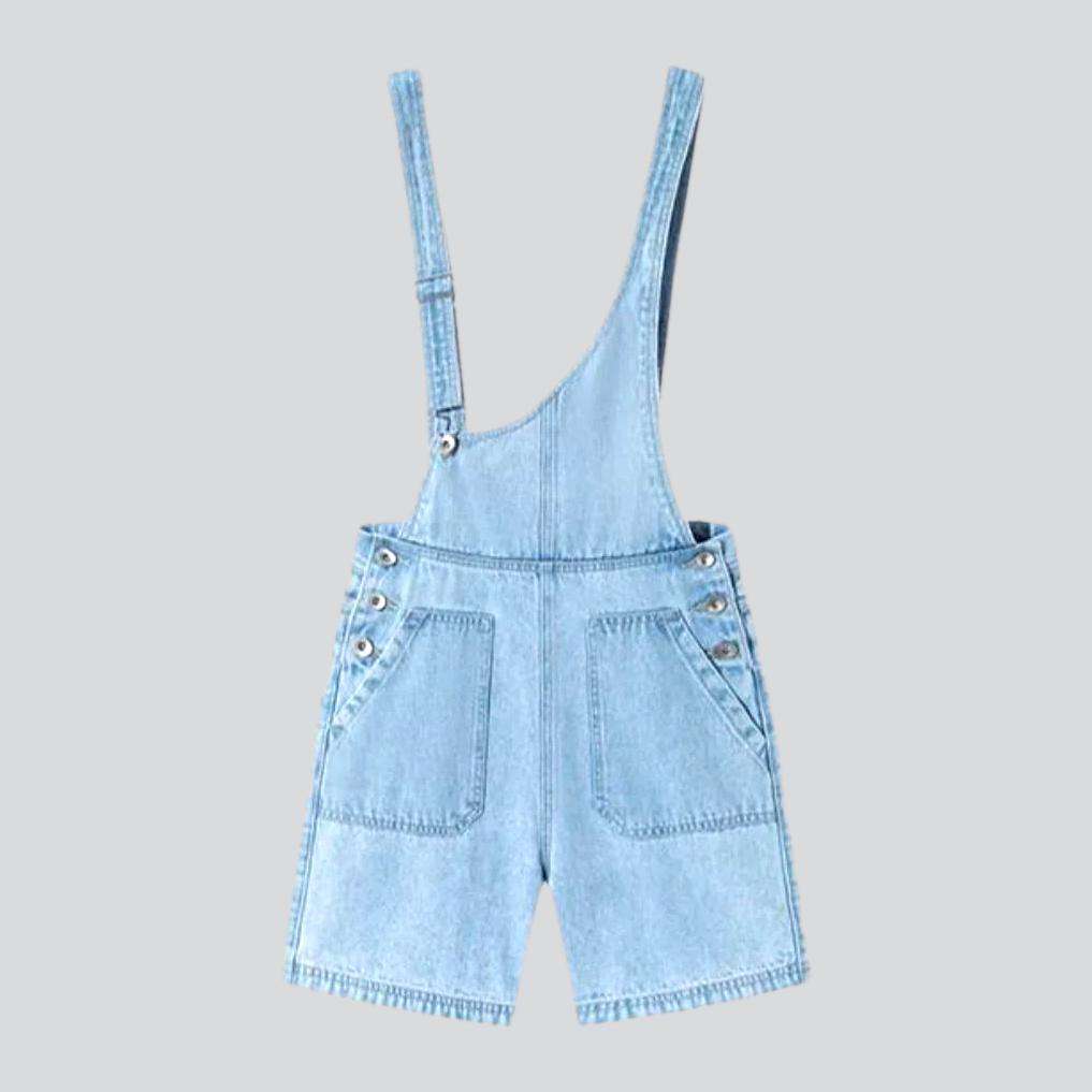 Asymmetric loose women denim romper