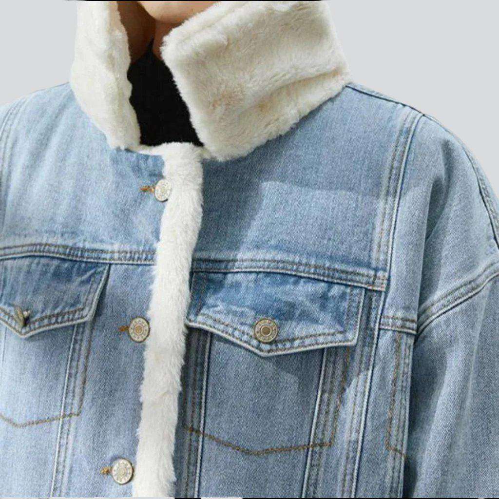 Lamb fleece women denim jacket