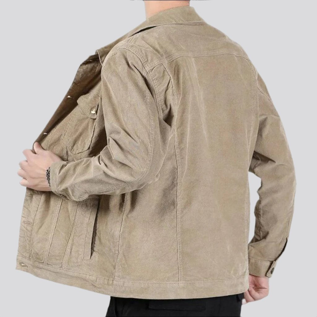 Corduroy insulated denim jacket for men