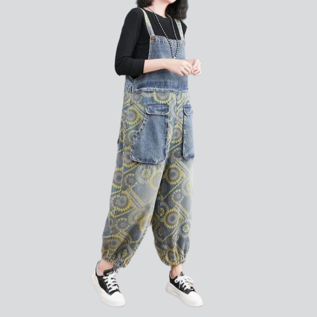 Oversized flap pocket denim jumpsuit