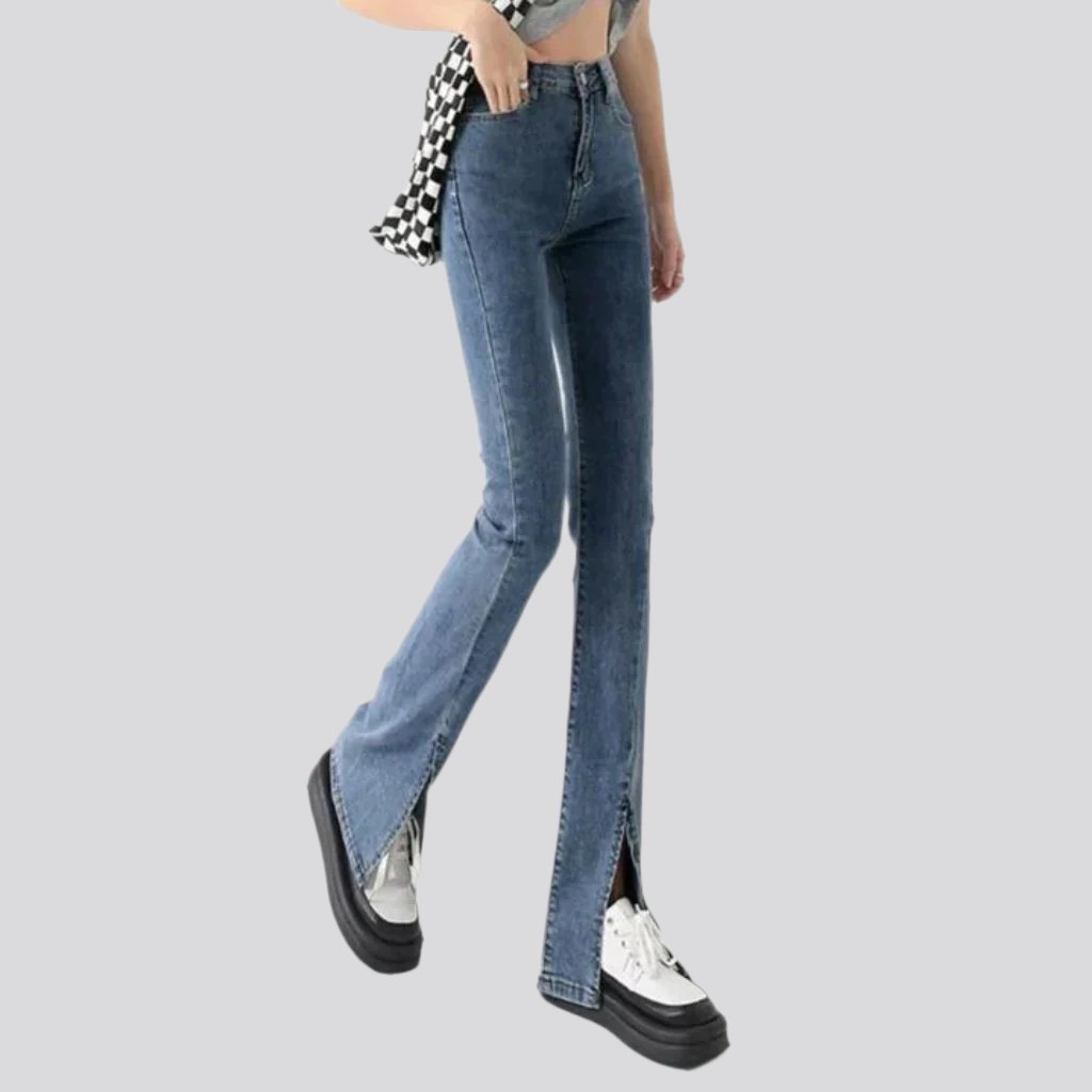 Stonewashed high-waist jeans for women