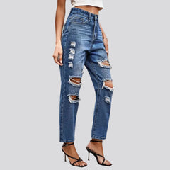 Distressed high-waist jeans for women
