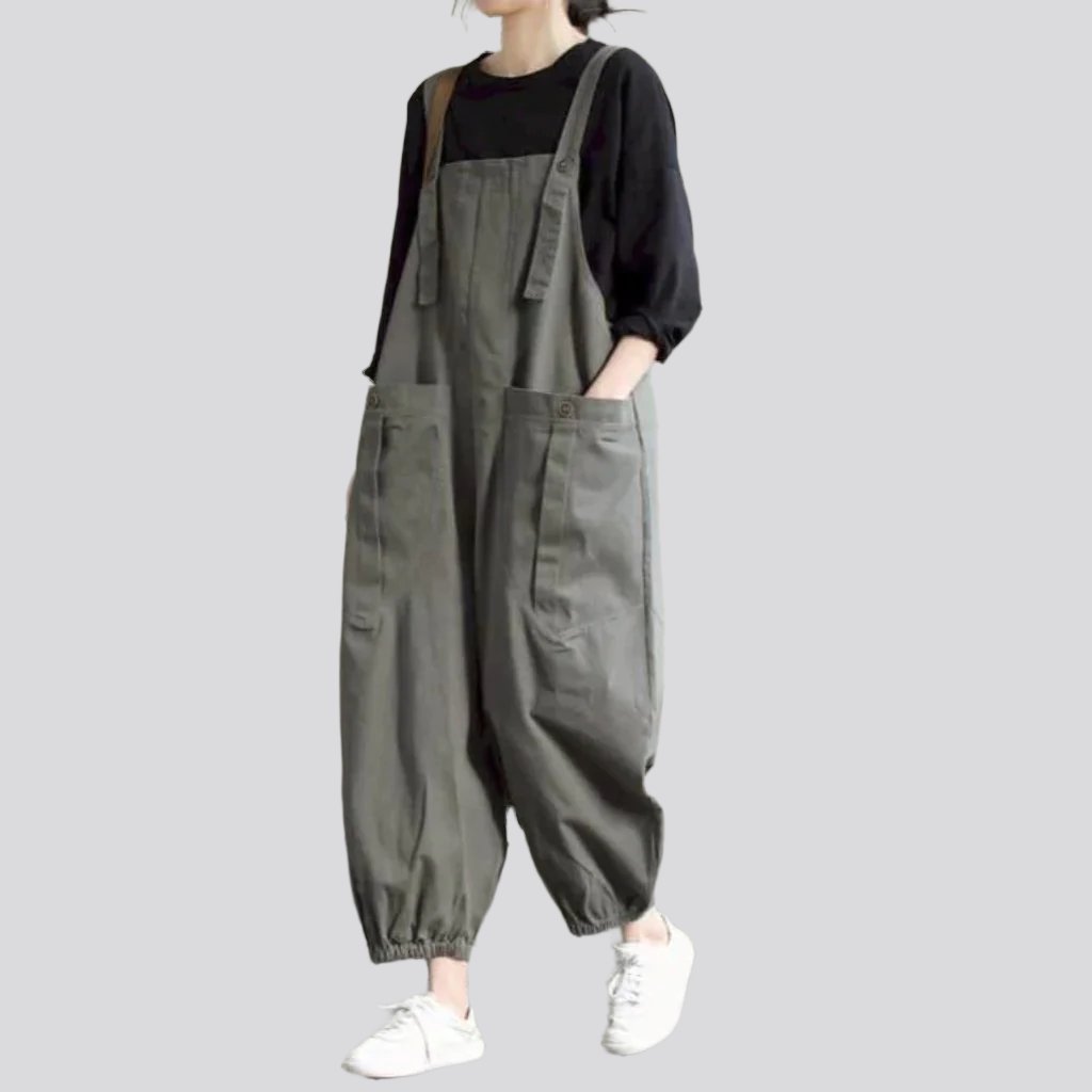 Color jean jumpsuit for women