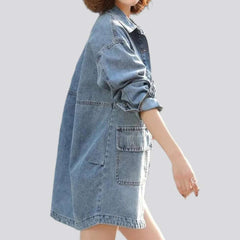 Back print women denim coat