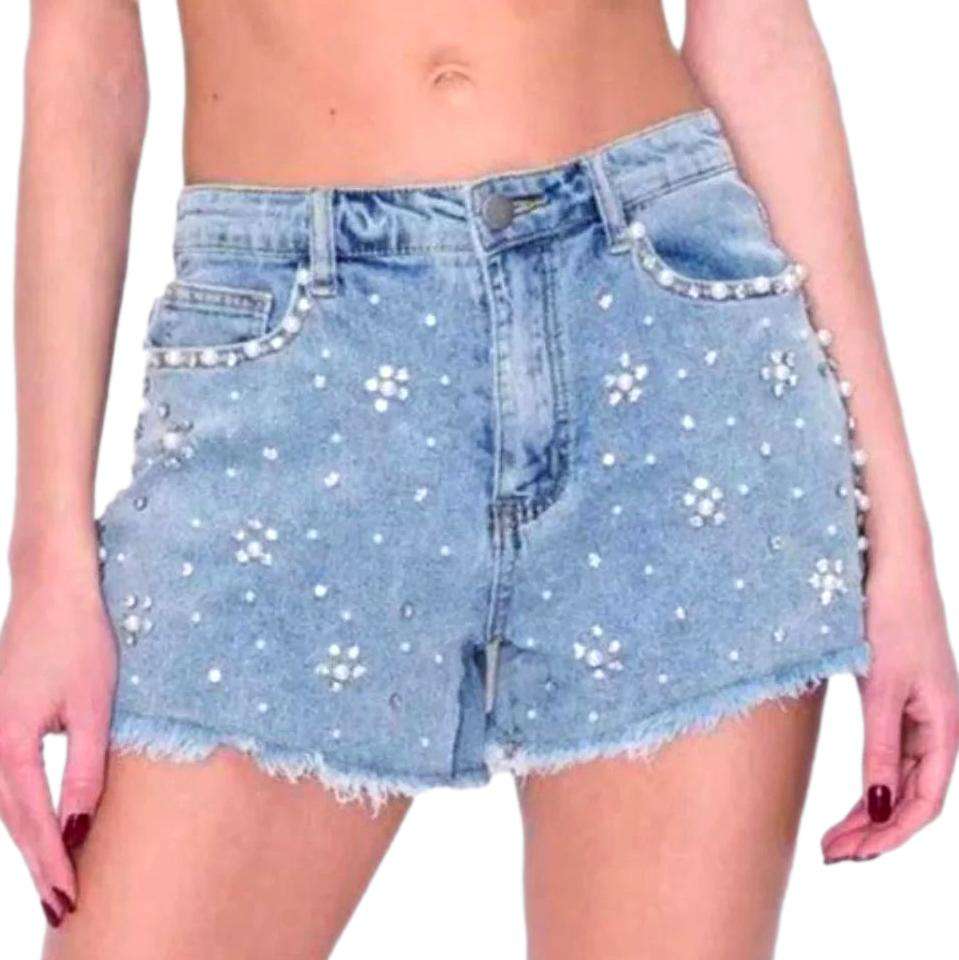 Gerade geschnittene Damen-Jeansshorts