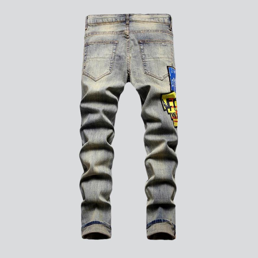 Painted distressed men jeans